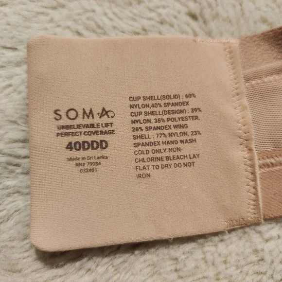 SOMA BRA SIZE 40 DDD Elegant Tan Women's Bra - Picture 6 of 8
